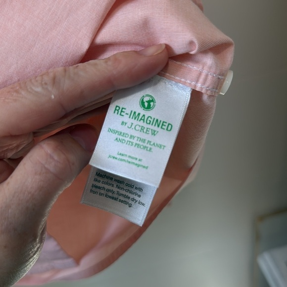 J. Crew Secret Wash Warm Pink Cotton Poplin Button Down Dress Shirt Size Large - Picture 7 of 10